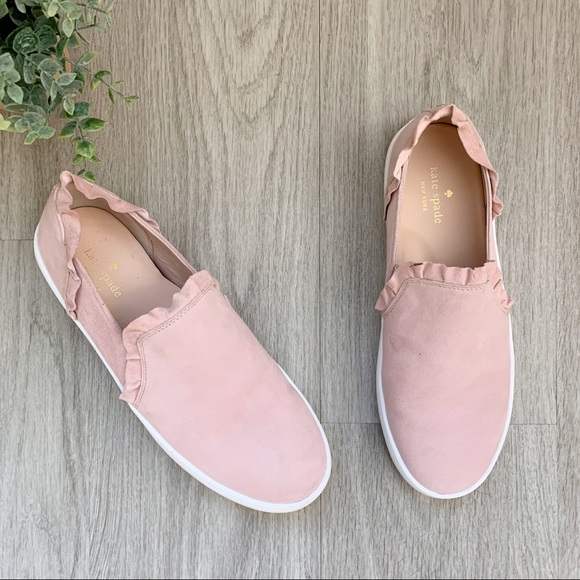 Kate Spade | Pink Ruffle Suede Sneakers Sz. 9M - Picture 2 of 8